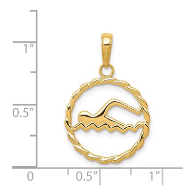 14K Yellow Gold Swimming Pendant – view 5