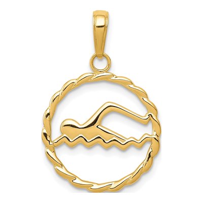 14K Yellow Gold Swimming Pendant