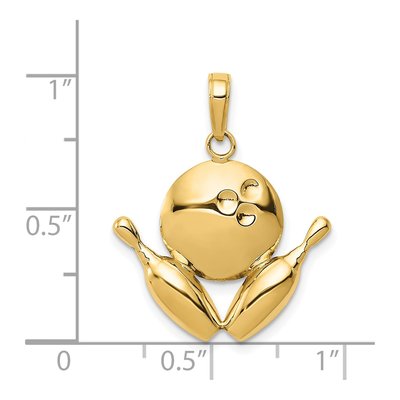 14K Yellow Gold Bowling Pins Ball Charm – view 5
