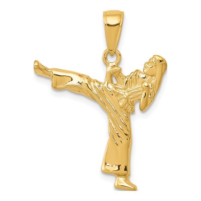14K Yellow Gold Girl Karate Pendant