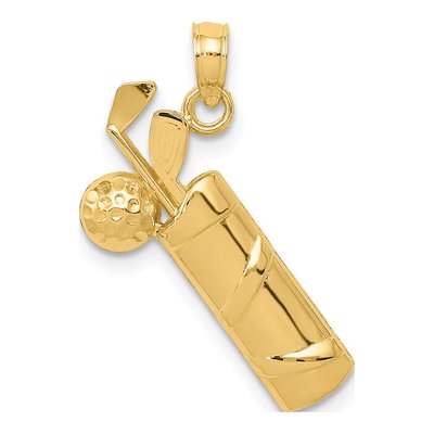 14K Yellow Gold Golf Bag Pendant