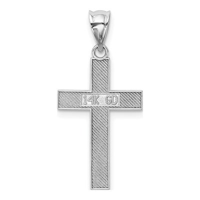 14K White Gold Textured Cross Pendant – view 4