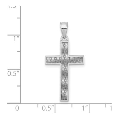 14K White Gold Textured Cross Pendant – view 5