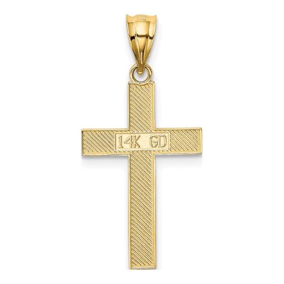 14K Yellow Gold Cross Textured Pendant – view 4