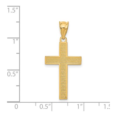 14K Yellow Gold Cross Textured Pendant – view 5