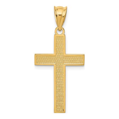 14K Yellow Gold Cross Textured Pendant