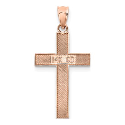 14K Rose Gold Textured Cross Pendant – view 4