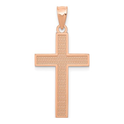 14K Rose Gold Textured Cross Pendant