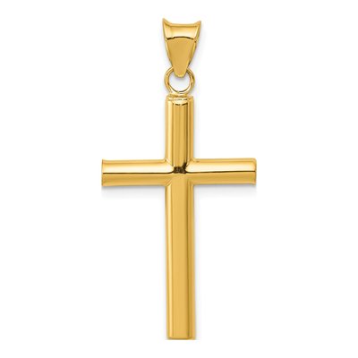 14K Yellow Gold Hollow Cross Pendant