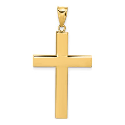 14K Yellow Gold Hollow Cross Pendant