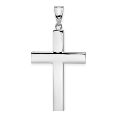 14K White Gold Hollow Cross Pendant