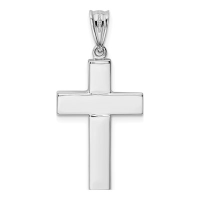 14K White Gold Hollow Cross Pendant – view 4