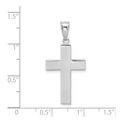 14K White Gold Hollow Cross Pendant – view 5