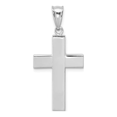 14K White Gold Hollow Cross Pendant