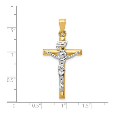 14K Two-Tone Gold INRI Crucifix Pendant – view 4