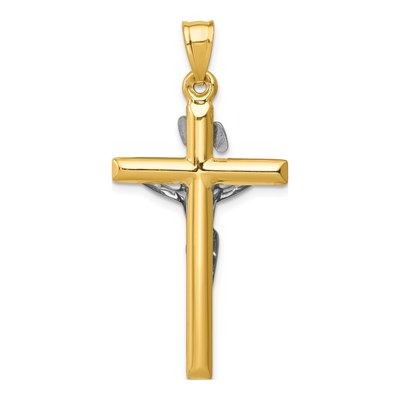 14K Two-Tone Gold INRI Crucifix Pendant – view 5