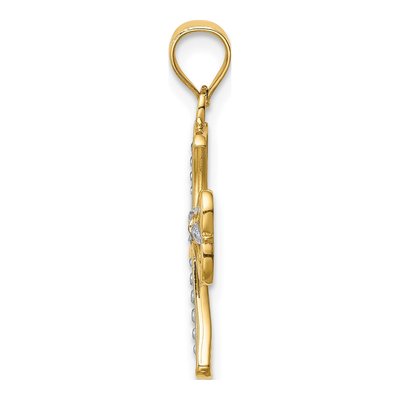 14K Yellow Gold Diamond-Cut Cross Pendant – view 3