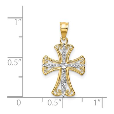 14K Yellow Gold Diamond-Cut Cross Pendant – view 4