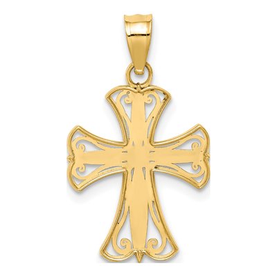 14K Yellow Gold Diamond-Cut Cross Pendant – view 5
