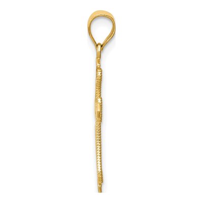 14K Yellow Gold Mini Budded Cross Pendant – view 3