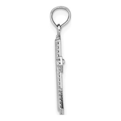 14K White Gold Beaded Trim Cross Pendant – view 3