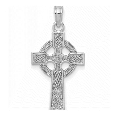 14K White Gold Celtic Cross Pendant