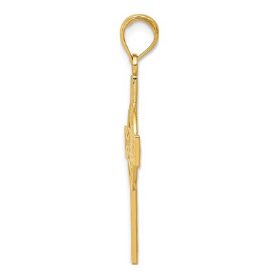 14K Yellow Gold Diamond-Cut Celtic Cross Pendant – view 3
