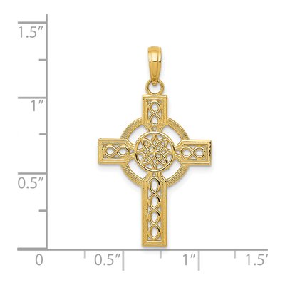 14K Yellow Gold Diamond-Cut Celtic Cross Pendant – view 5