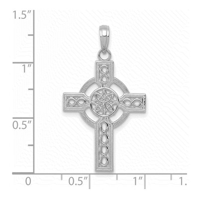 14K White Gold Diamond-Cut Celtic Cross Pendant – view 5