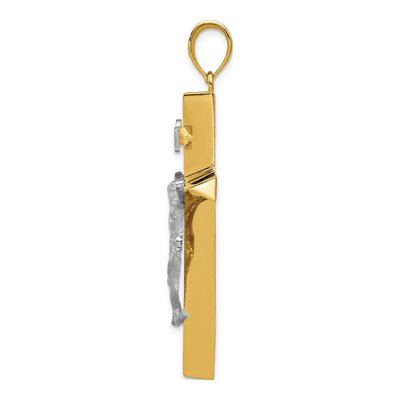 14K Two-Tone Gold INRI Hollow Crucifix Pendant – view 3