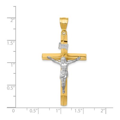 14K Two-Tone Gold INRI Hollow Crucifix Pendant – view 4