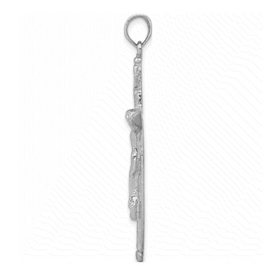 14K White Gold Textured Tree INRI Crucifix Pendant – view 3