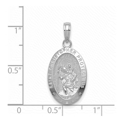 14K White Gold Saint Christopher Oval Pendant – view 5
