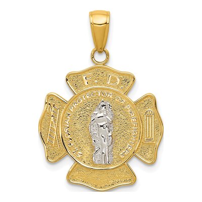 14K Two-Tone Gold Saint Florian Medal Pendant