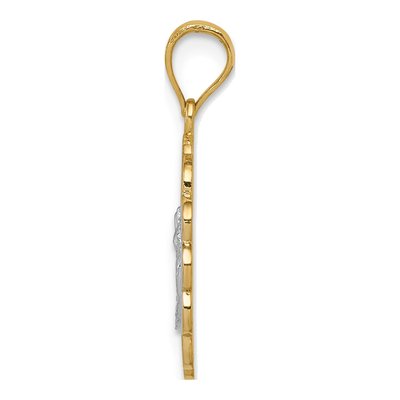 14K Two-Tone Gold Spanish Baptism Oval Pendant – view 3