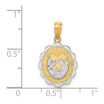 14K Two-Tone Gold Spanish Baptism Oval Pendant – view 4