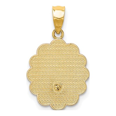 14K Two-Tone Gold Spanish Baptism Oval Pendant – view 5