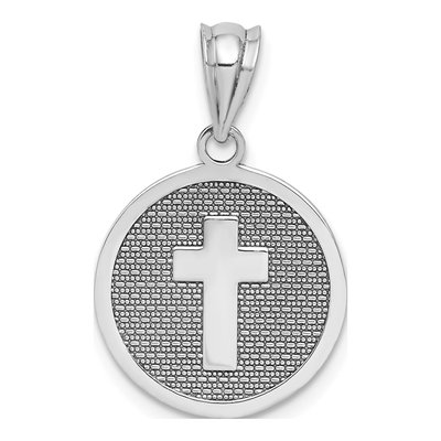 14K White Gold Reversible Cross Communion Charm