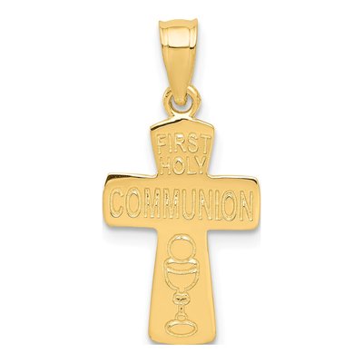 14K Yellow Gold First Communion Cross Pendant