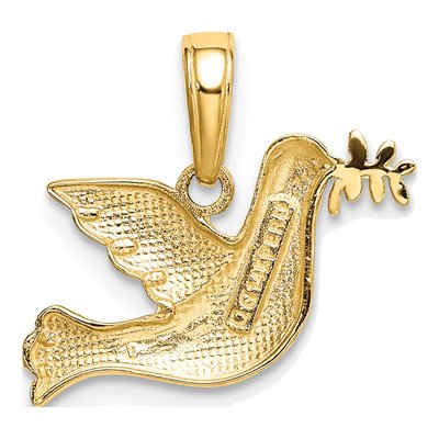 14K Yellow Gold Dove Olive Branch Charm – view 4