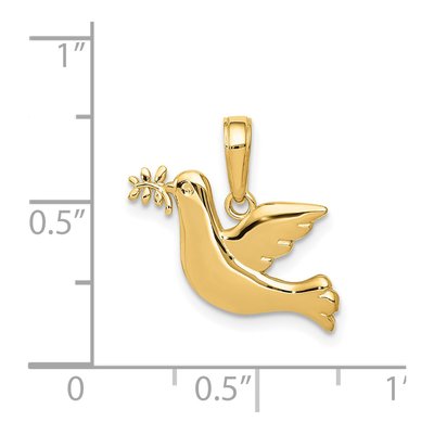 14K Yellow Gold Dove Olive Branch Charm – view 5