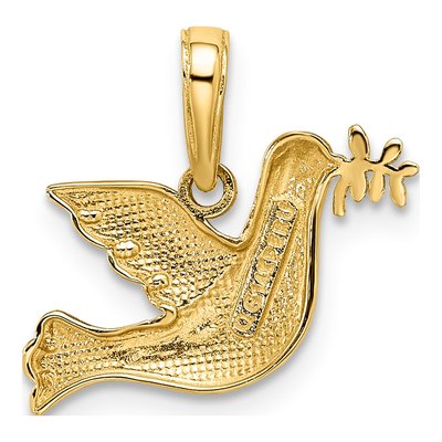 14K Yellow Gold Diamond-Cut Dove Pendant – view 4