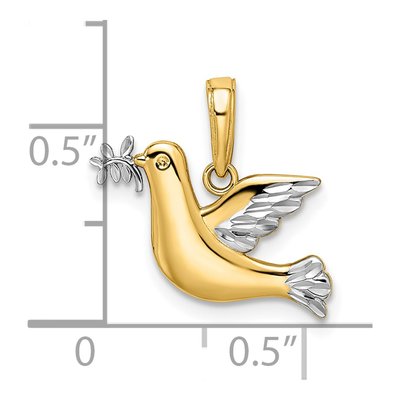 14K Yellow Gold Diamond-Cut Dove Pendant – view 5