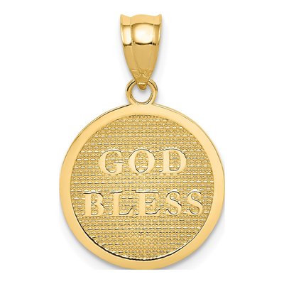 14K Yellow Gold Reversible Cross GOD Bless Charm – view 4