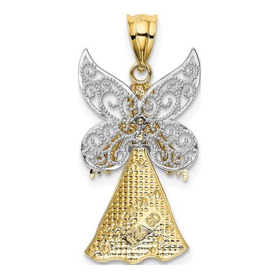 14K Two-Tone Gold Filigree Angel Pendant – view 4