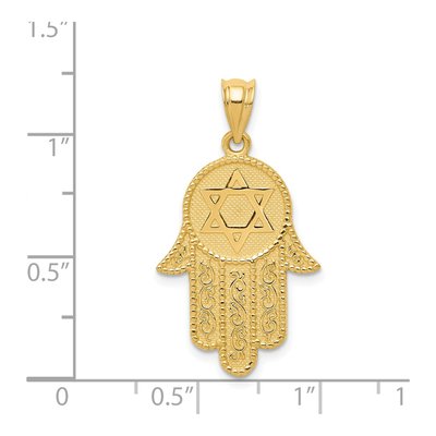 14K Yellow Gold Hamsa Star of David Charm – view 5