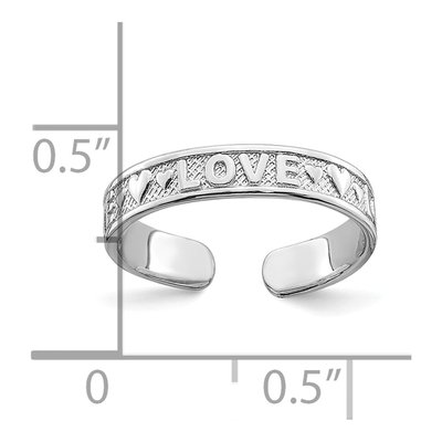 14K White Gold LOVE Hearts Toe Ring – view 5