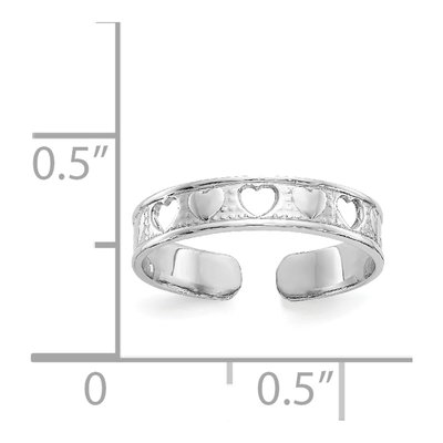 14K White Gold Hearts Toe Ring – view 4