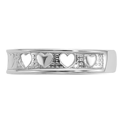 14K White Gold Hearts Toe Ring – view 5