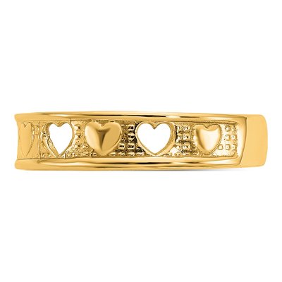 14K Yellow Gold Hearts Toe Ring – view 3